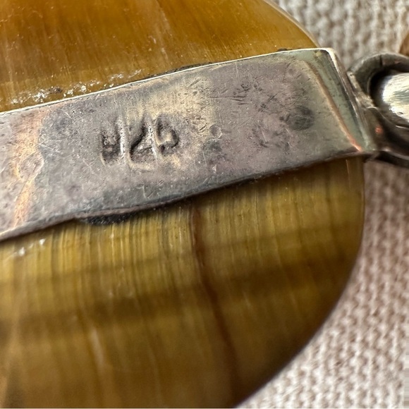 Handmade Vintage Tiger Eye & Onyx Necklace and Pendant 925 Silver - Picture 5 of 8